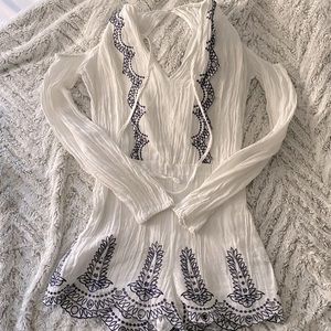 White Long Sleeve Romper
